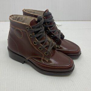 Vtg 1960s new deadstock child baby brown laced shoes boots sz 8